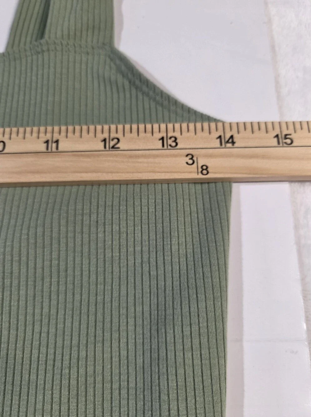 American Eagle Outfitters Ribbed Sage Square-Neck Crop Top - Picture 3 of 8